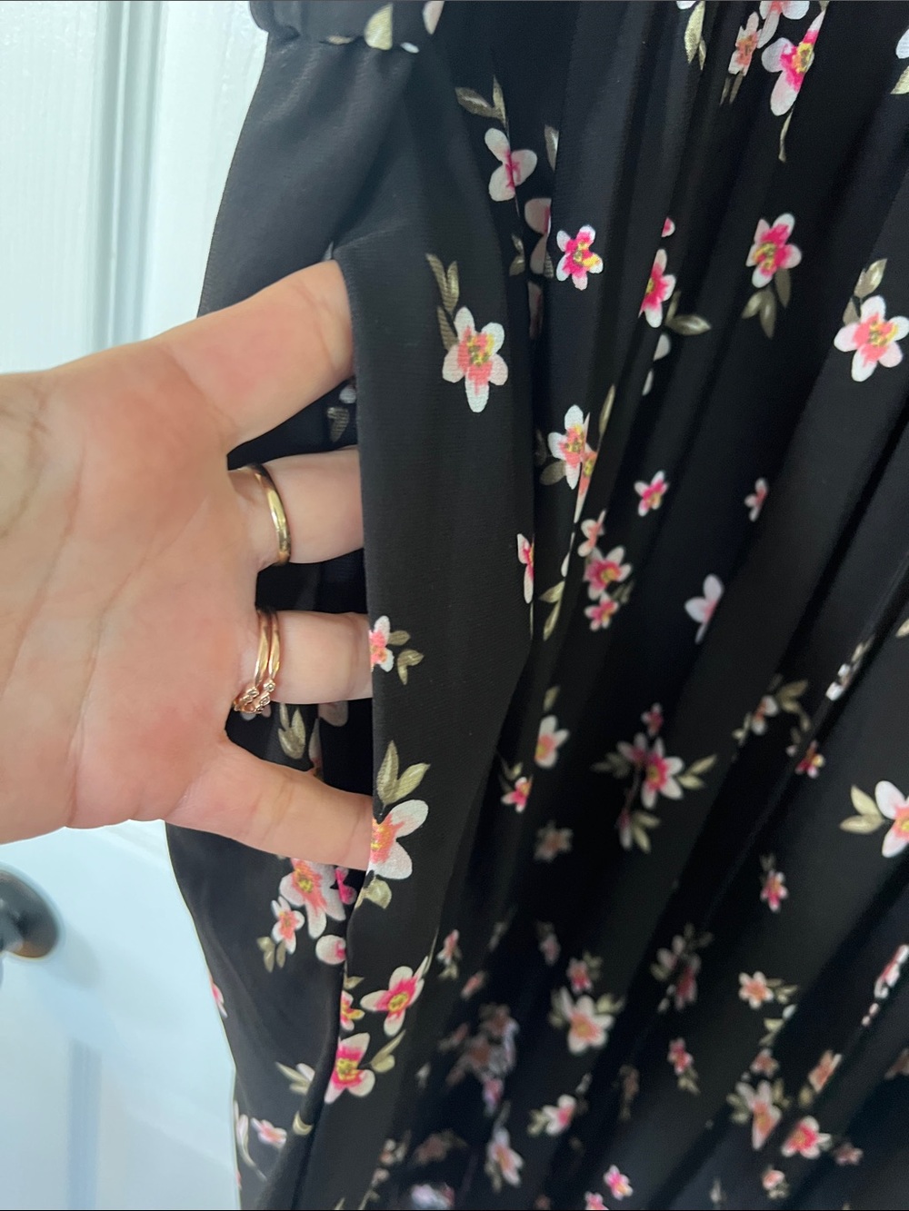 Love & Legend Black Sleeveless Midi Dress with Pink Floral Print - Picture 4 of 6
